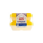 Combo Pack Clear Ribbed Rectangular Microwave Compartment Container with Color Lids - hotpackwebstore.com - Microwavable Containers